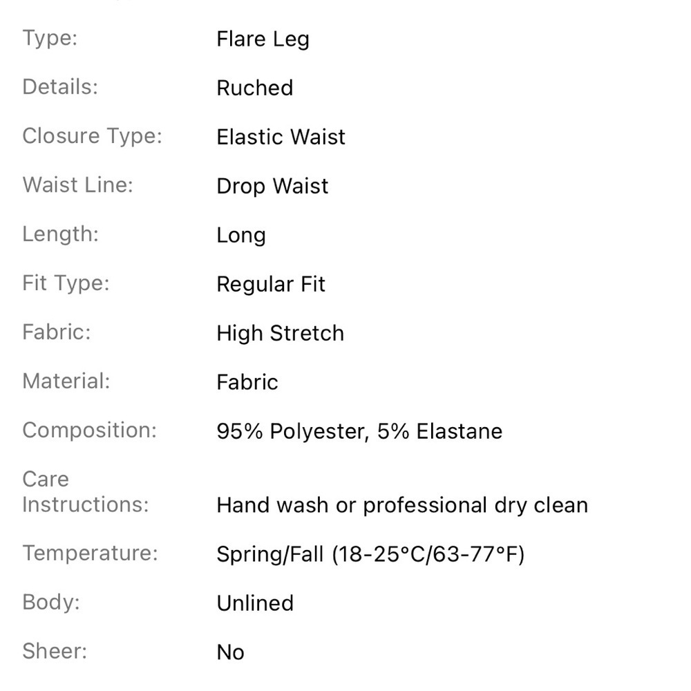 LOW RISE RUCHED V-WAIST RUCHED FLARE LIGHT MATERIAL PANTS LEGGINGS - Picture 5 of 6